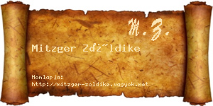 Mitzger Zöldike névjegykártya